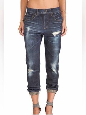 Sheffield Distressed Denim-Knit Jogger Pants